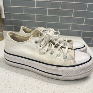 USED White Platform Converse